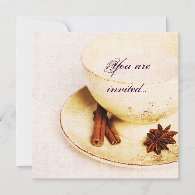 Tasse Tee mit Gewürzen - Party zum Tee einladen Einladung (Vorderseite)