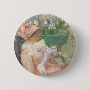 Tasse Tee von Mary Cassatt, Vintage Impressionismu Button