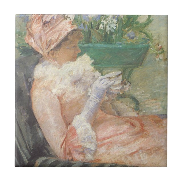 Tasse Tee von Mary Cassatt, Vintage Impressionismu Fliese (Vorderseite)
