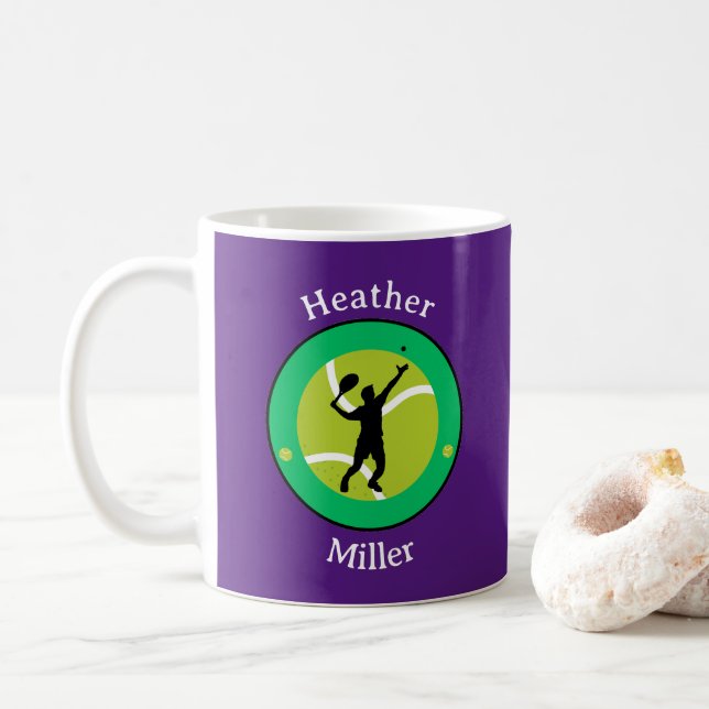 Tasse - Tennisspieler - Personalisiert - Name hinz (Mit Donut)