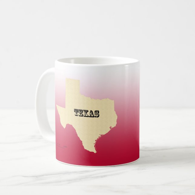 Tasse - Texas Staat Karte mit Stadt (Vorderseite Links)
