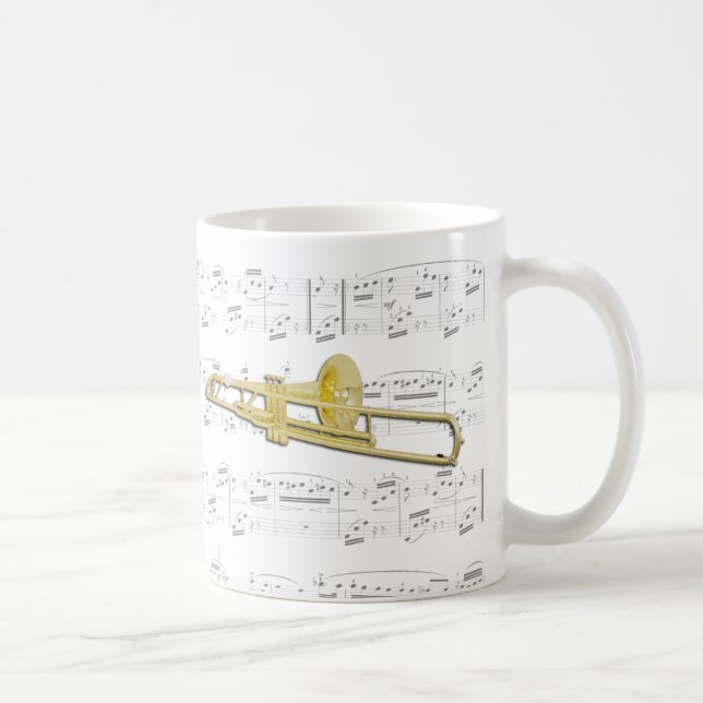 Tasse - Trombone (valved) mit Blattmusik (Rechts)