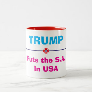 Tasse: Trump stellt die USA vor. In den USA Zweifarbige Tasse
