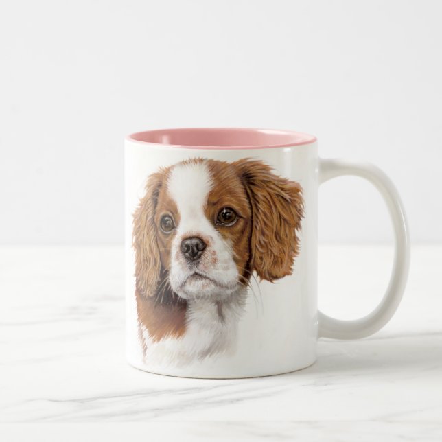 Tasse: unbekümmerter König Charles Spaniel Zweifarbige Tasse (Rechts)