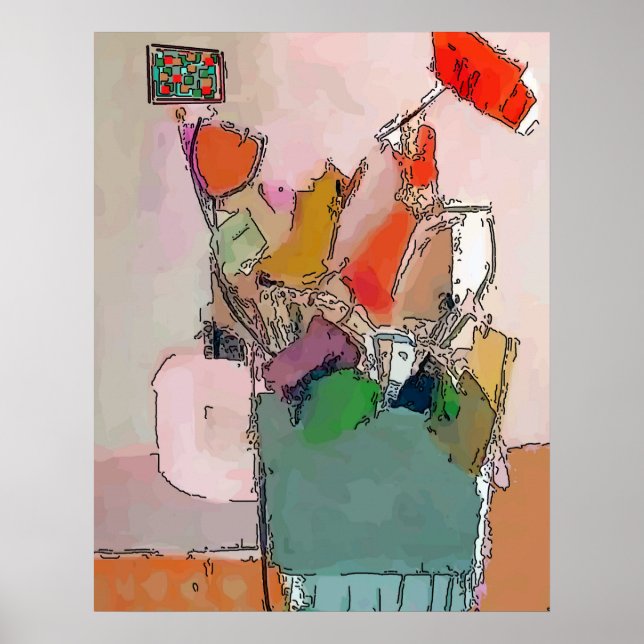 Tasse und Blume Poster (Vorne)