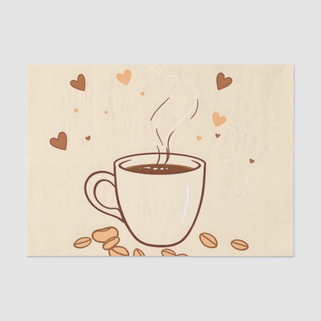 Tasse und Dampf im Doodle-Stil Seidenpapier (Vorderseite)