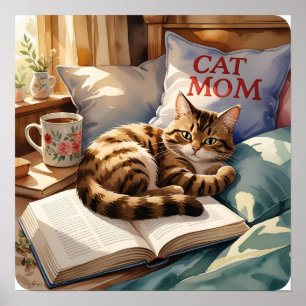 Tasse und Feline - Katzenunterkunft Mama Kissen Zi Poster