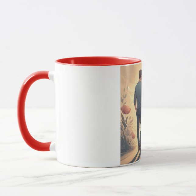 Tasse und grüner Tee und alles, was gebraucht wird (Links)