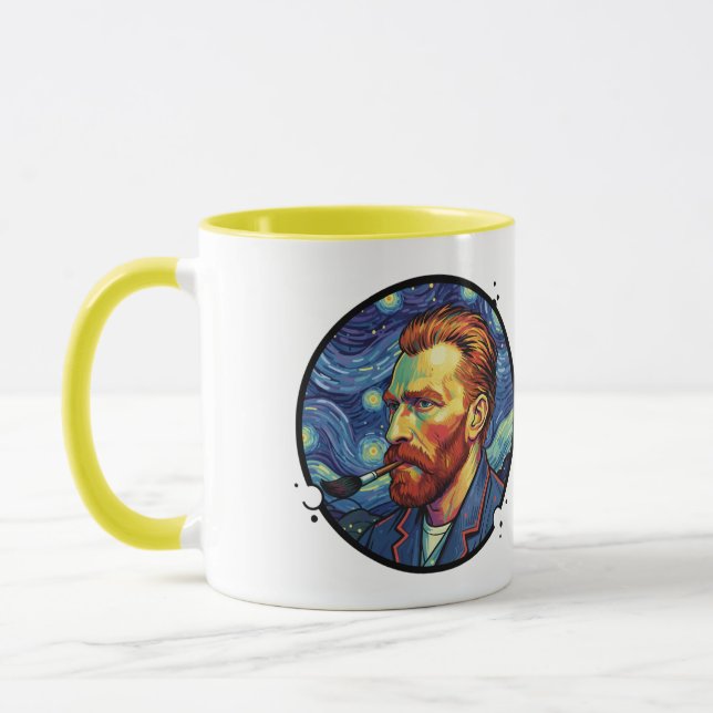 Tasse Van Gogh-Porträt Sternennacht Einzigartiges  (Links)