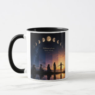 Tasse Verschiedene Phasen, gleicher Mond