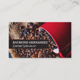 Tasse voller Kaffeebohnen Visitenkarte