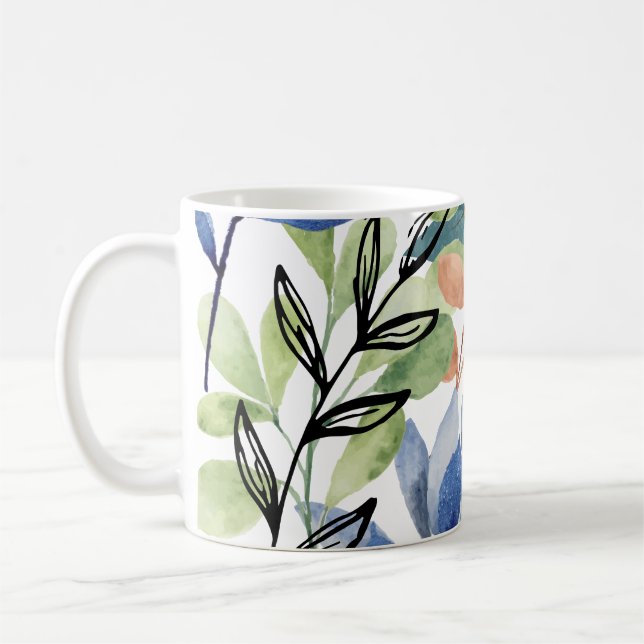 Tasse von Aquarellfarben-Blätter (Links)