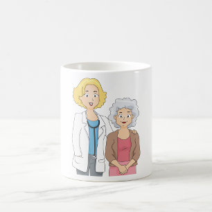 Tasse von Arzt und Patient