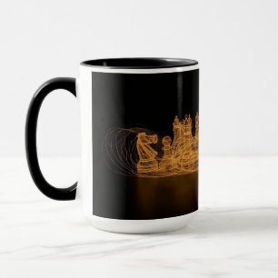 Tasse von beleuchteten Schachstücken