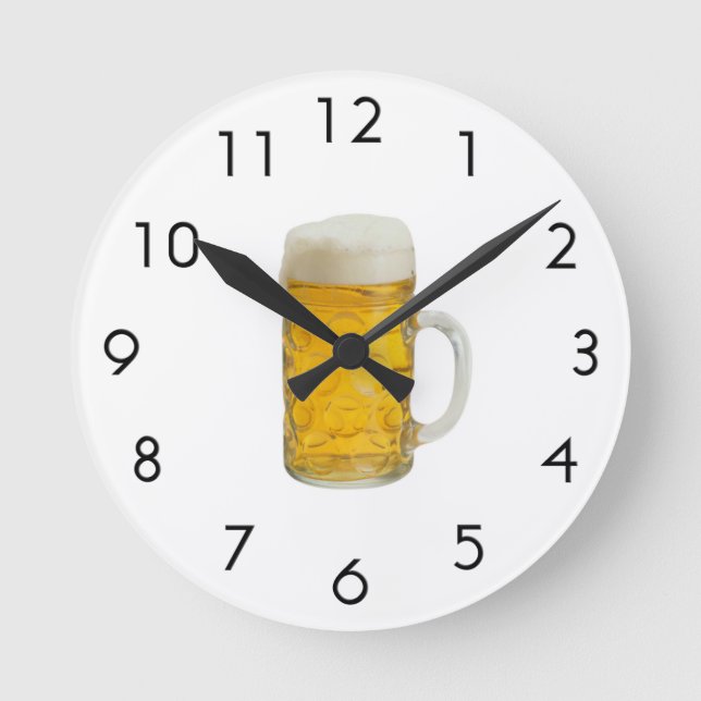 Tasse von Bier Runde Wanduhr (Vorderseite)