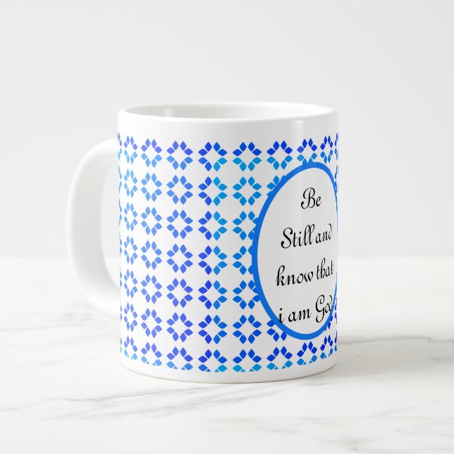 Tasse von blauem und weißem Inspirationsangebot (Vorderseite Links)