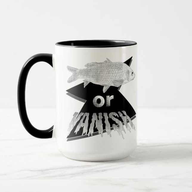 Tasse von Fischen oder Verschwinden - Monochrom (Links)