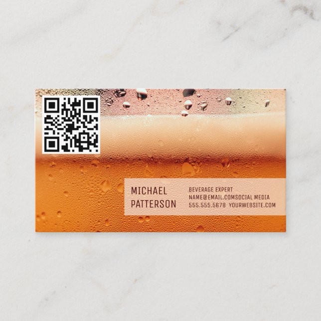 Tasse von Frostier Bier | Restaurateur | QR-Code Visitenkarte (Vorderseite)