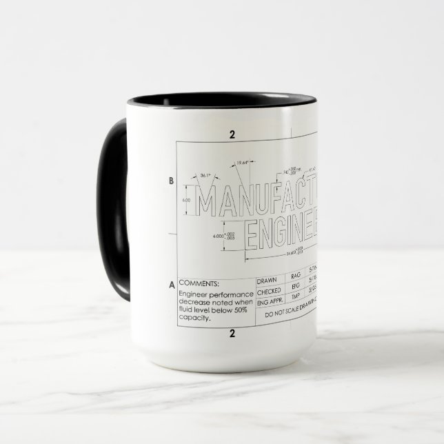 Tasse von Geschenkartikeln für den Fertigungsingen (Vorderseite Links)