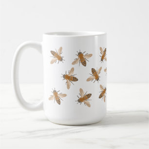 Tasse von handgezogenen Bienen