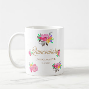 Tasse von Hot Pink und Goldfloral Quinceanera