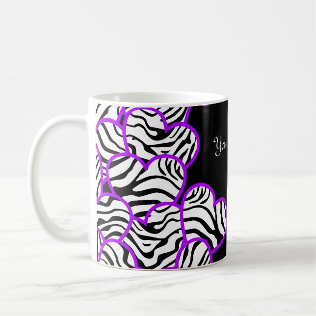 Tasse von lila Zebraherzen (Links)
