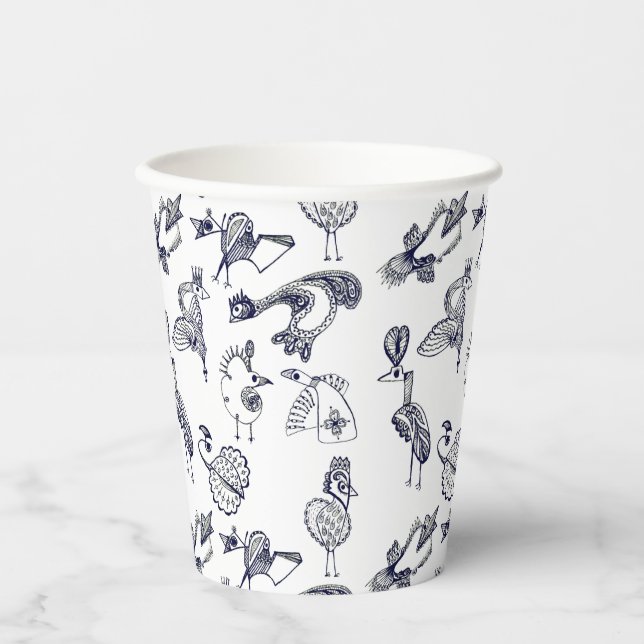 Tasse von Märchenvögeln Pappbecher (Vorderseite)