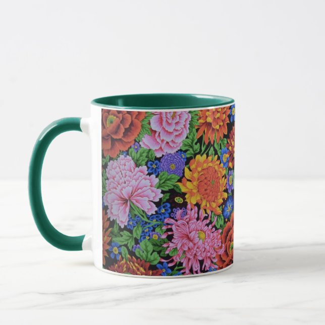 Tasse von Peony und Chrysanthemum (Links)
