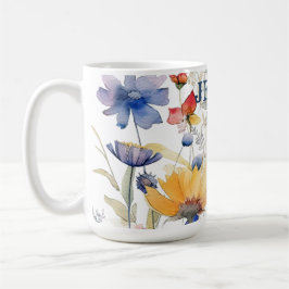 Tasse von personalisiert-Blue-Boho-Wildblumen