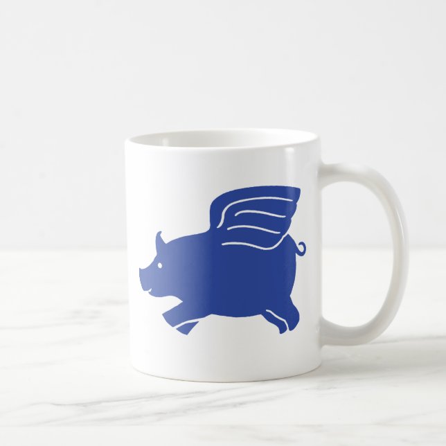 Tasse von Schweinen - blau (Rechts)