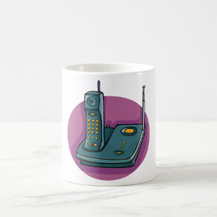 Tasse von Telefon und Anrufbeantwortern