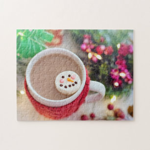Tasse von Weihnachts-Kakao, Snowman Marshmallow Puzzle