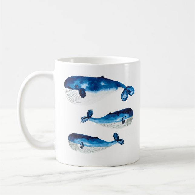 Tasse - Wasserfarbe-Blauwal (Links)