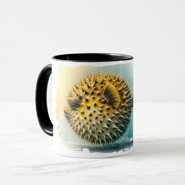 Tasse - Wasserfarbenserie: Blowfish (Vorderseite Links)
