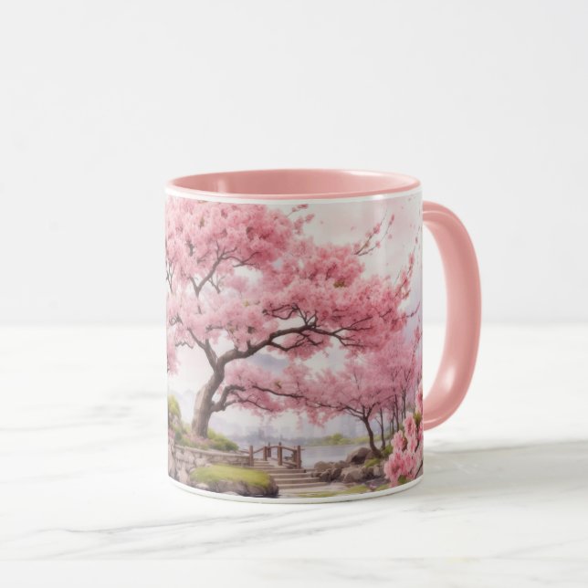 Tasse Watercolor Sakura Kirchen Blossom (VorderseiteRechts)