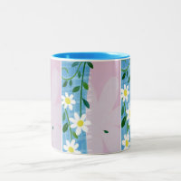 Tasse-Weißes Gänseblümchen auf Blau-u.