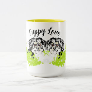 Tasse: Welpe Liebe Zweifarbige Tasse