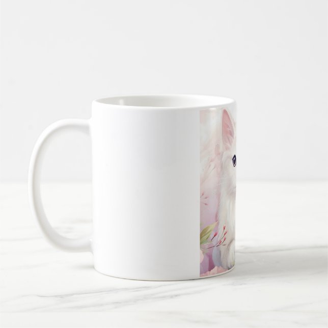 Tasse "White Kitty" und "Pink Blume" (Links)
