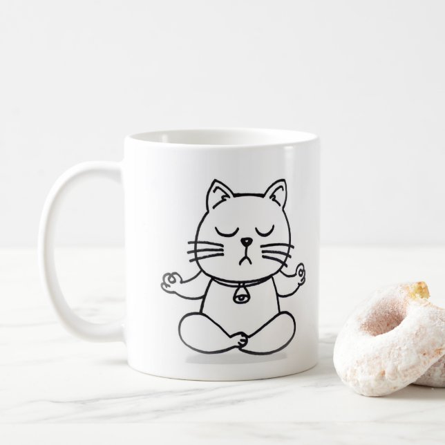 Tasse-Yoga-Katze Kaffeetasse (Mit Donut)