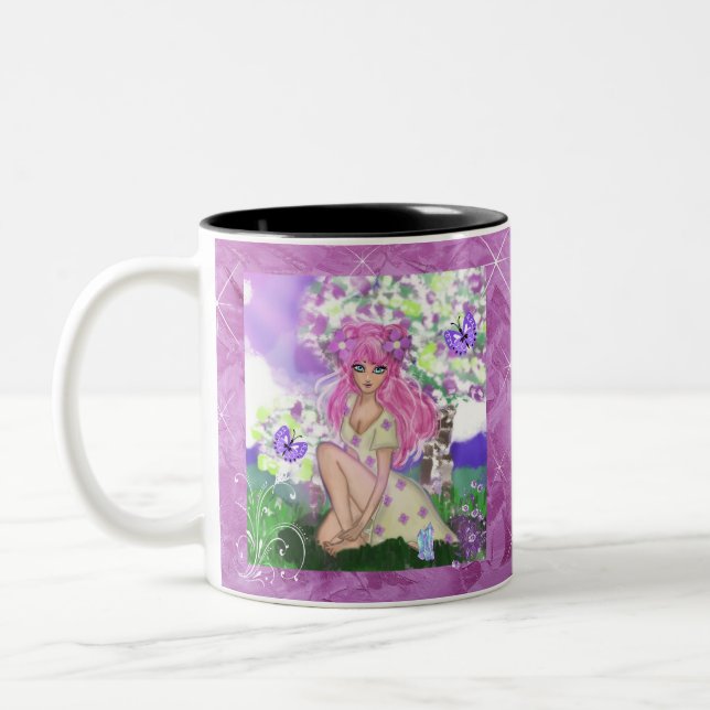 Tasse Young Girl Sitting with PurplelButterflies (Links)