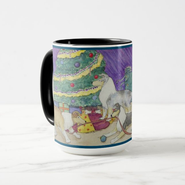 Tasse zu Weihnachten Colliesen (Vorderseite Links)