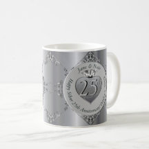 Tasse zum 25. Geburtstag der Silberne Hochzeit