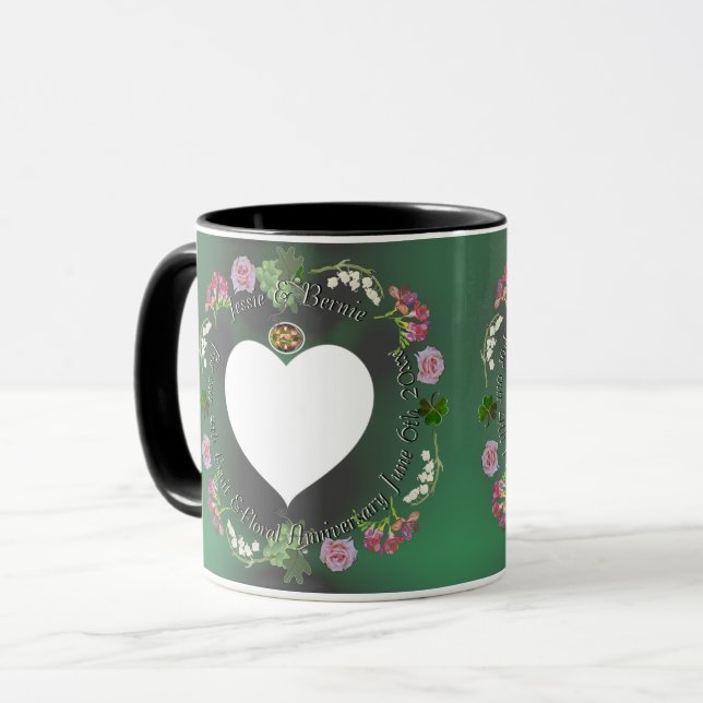 Tasse zum 4. Geburtstag von Frucht und Blumen (Vorderseite Links)