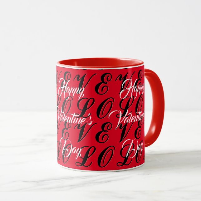 Tasse zum "glücklichen Valentinstag" (VorderseiteRechts)