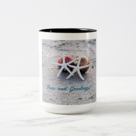 Tasse zum Thema "Urlaub am Strand" mit Seestern un