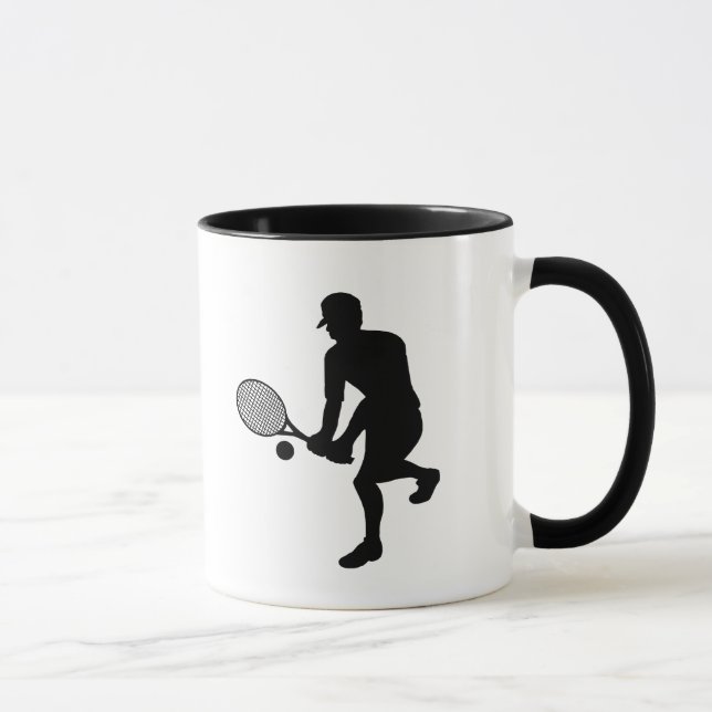 Tasse zur Silhouette des männlichen Tennis-Spieler (Rechts)