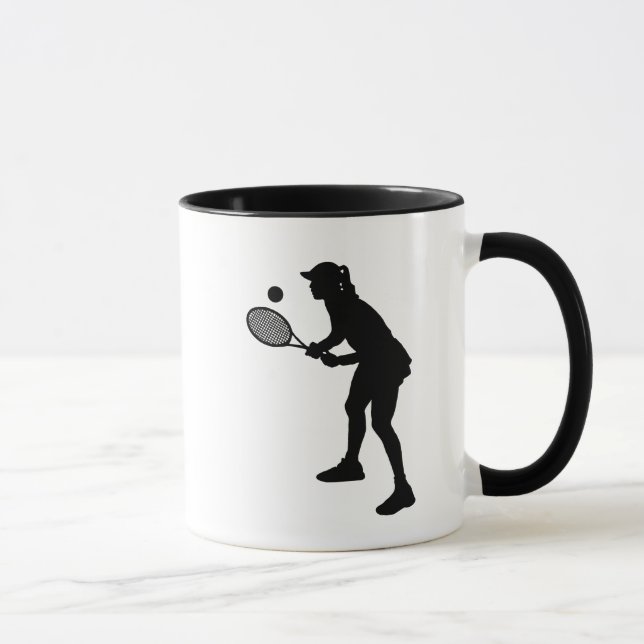 Tasse zur Silhouette von Tennisspielerinnen (Rechts)