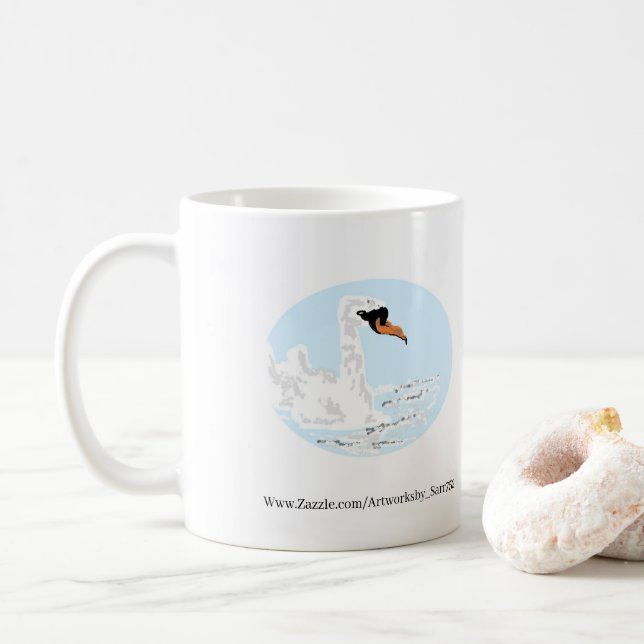 Tasse: Zwei Schwäne schwimmen Kaffeetasse (Mit Donut)