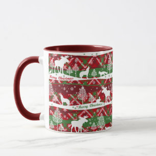 Tasse-Zwei-Tone-Rot/Grün-Weihnachtslandschaft Tasse