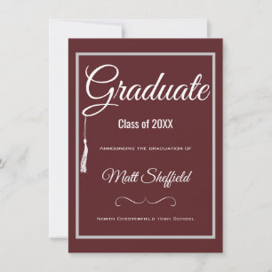 Tassel Abschluss Ankündigung Grau und Maroon